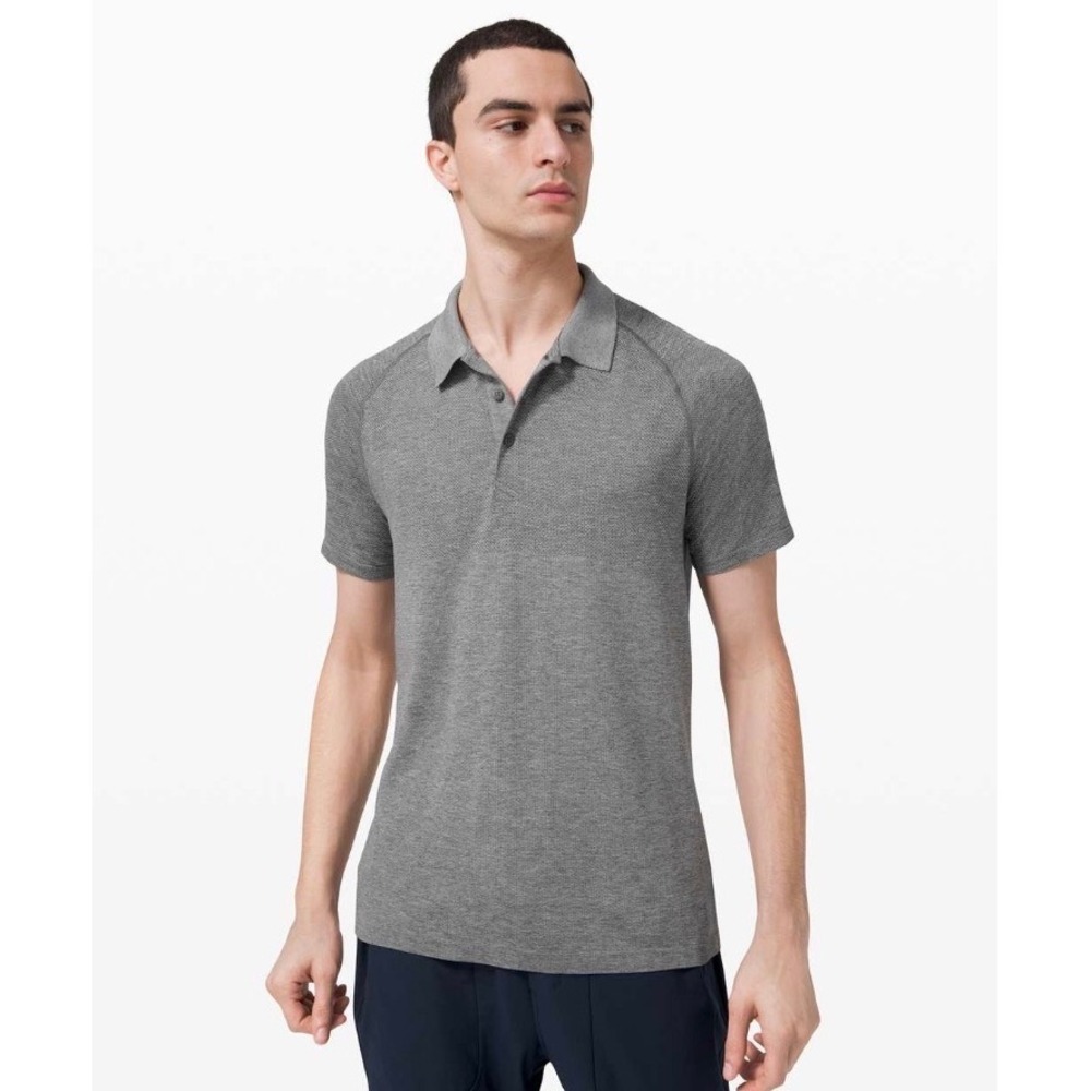 Lululemon Metal Vent Tech Polo Men Large Grey Performance Athletic Techwear Gym